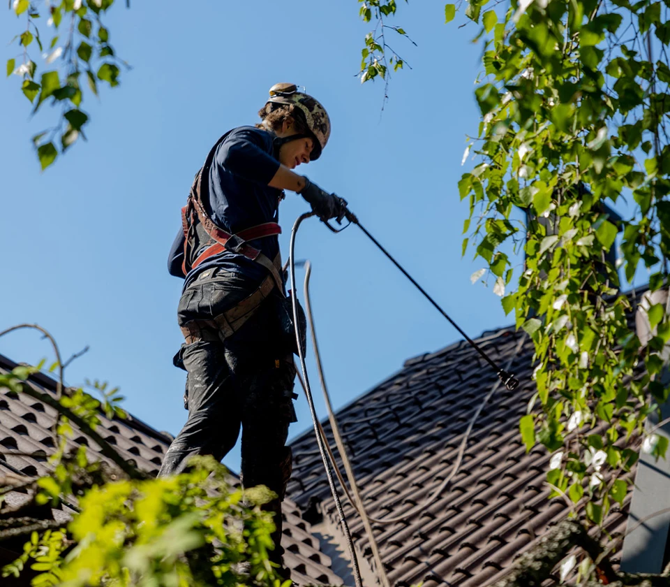 Maalausliike Väriympyrä tekemässä katon maalausta Uudellamaalla.